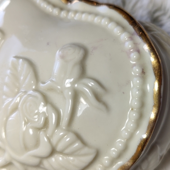 Heart Porcelain Ivory Rose Gold Rim Jewelry Box Trinket - Picture 10 of 14